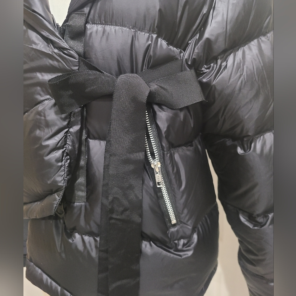 JULIETTE FABBRI Asymmetrical Down Puffer Jacket Black Sz 1 US Sz Small - Picture 11 of 16